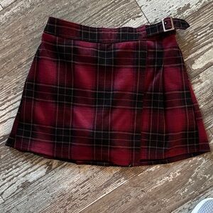 Abercrombie Kids Burgundy and Black Plaid Skirt